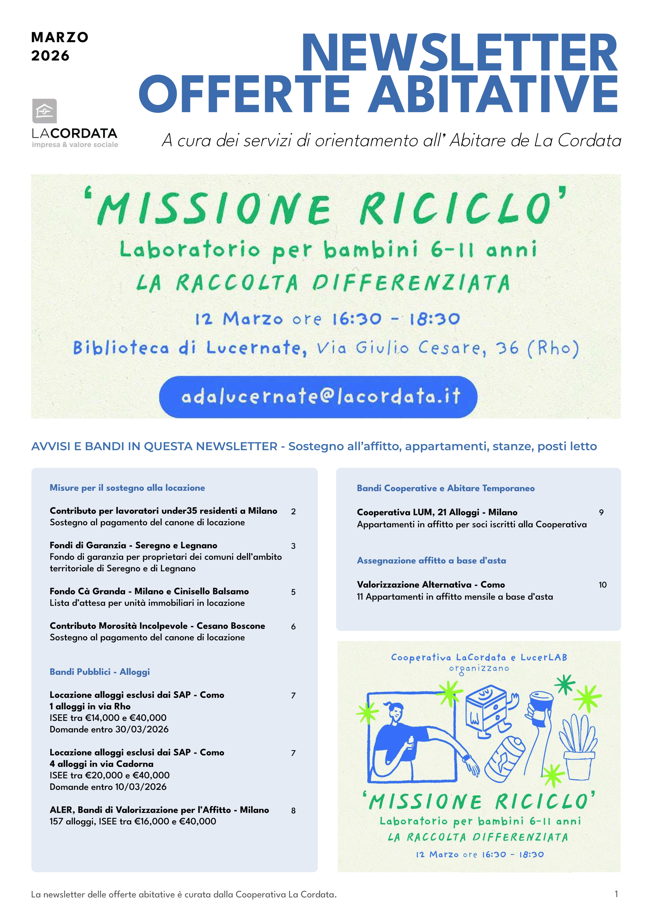 Newsletter Offerte Abitative â€“ Marzo 2026