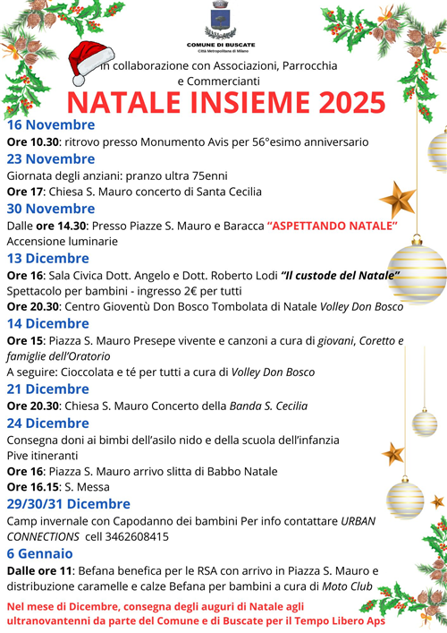 Programma iniziative Natale Insieme 2025