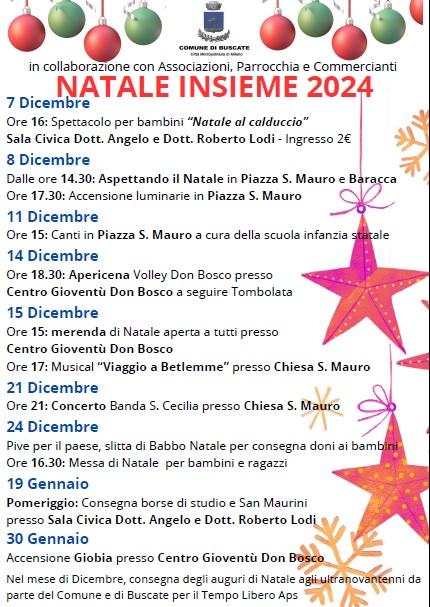 Calendario attività Natale Insieme 2024