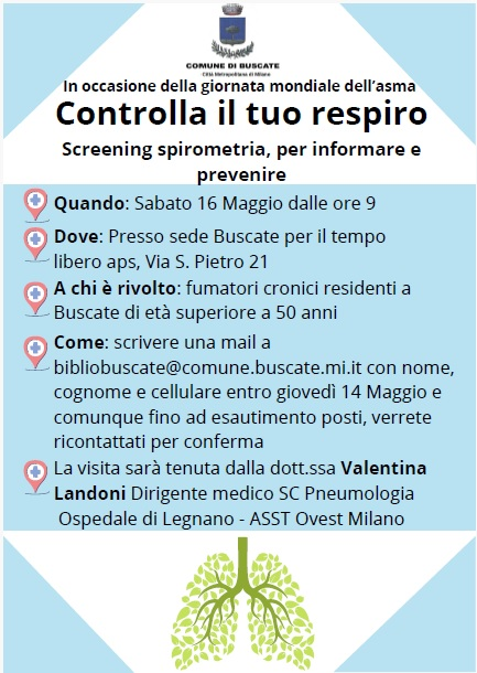 Controlla il tuo respiro: screenig spirometria, per informare e prevenire
